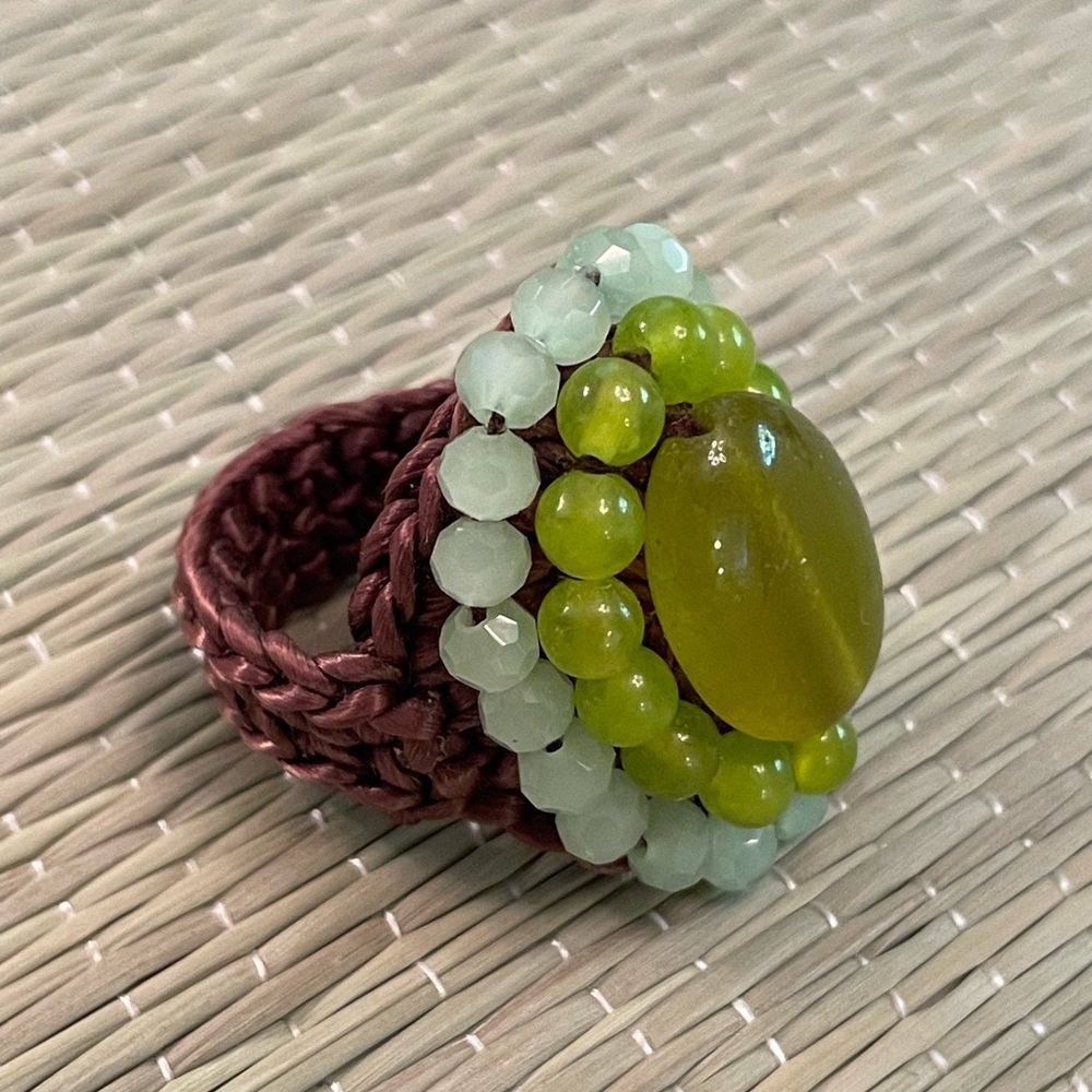 BOHEMIAN Macrame And Bead Ring - Large